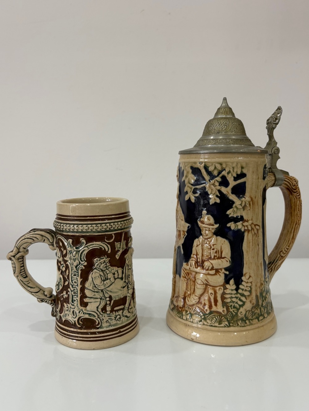 Pair of Vintage German Ceramic Beer Steins Made in Germany Oktoberfest